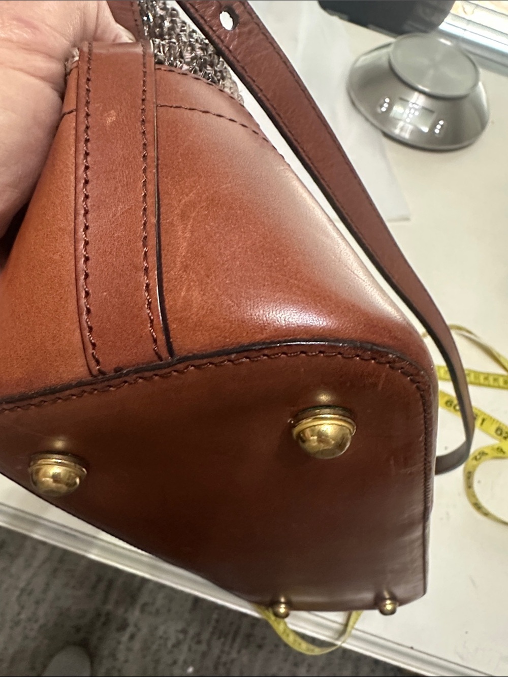 Brahmin Raffia Leather Bag with Detachable strap - Picture 10 of 11